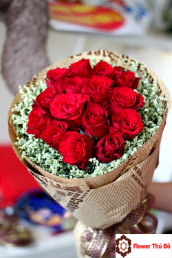 dien hoa, Hoa hồng đỏ bó tròn đẹp