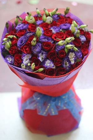 dien hoa, Hoa hồng đỏ và sa lem tím